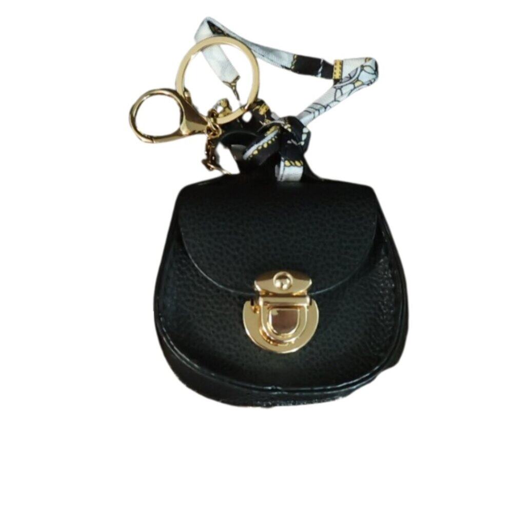 Bag Keychain Bag Charm Change Pouch Coin Push Lock Clasp Black Goth Romance - Picture 1 of 10